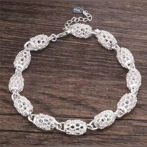 NIB S925 Sterling Silver Flower Beads Bracelet Hollow Ball Adjustable Chain